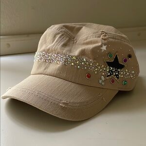 Y2K Tan Star Studded Hat